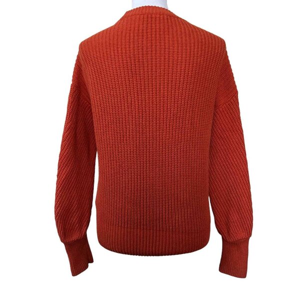 Madewell Fairbanks Cotton Wool Blend Knit Orange Sweater Womens XS Pull On Crew - Picture 3 of 9